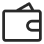 Black outline of a wallet against a white background