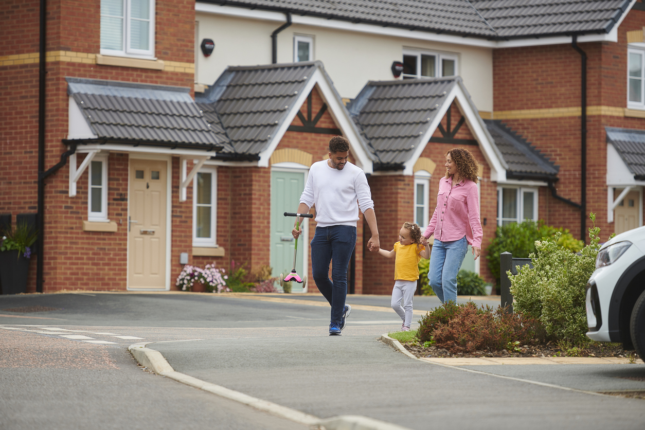 Family outside their home