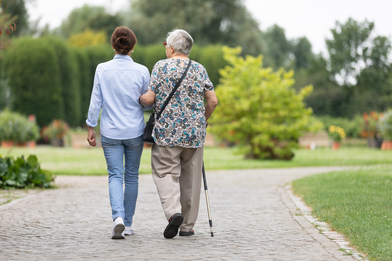Supporting an older relative outdoors